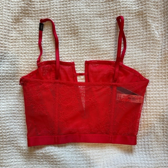 NWT New Victorias Secret Sexy Long Line V Neck Red Corset Bra Bralette sz small - Picture 4 of 6